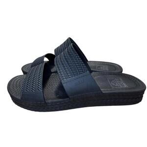Reef Water Vista Sandals Women's Size 9 Black Double Strap Slides Casual Comfort